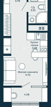 1-к квартира, сданный дом, 24м2, 5/25 этаж