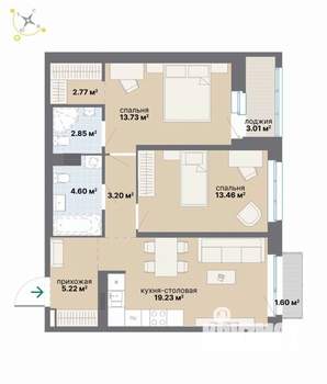 2-к квартира, вторичка, 70м2, 5/9 этаж