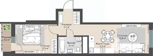 2-к квартира, строящийся дом, 44м2, 9/22 этаж