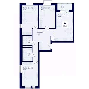 3-к квартира, вторичка, 96м2, 6/18 этаж