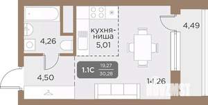 Студия квартира, вторичка, 30м2, 21/24 этаж