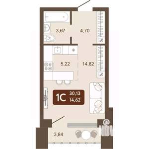 1-к квартира, вторичка, 30м2, 2/24 этаж