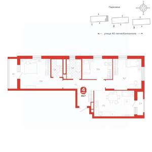 3-к квартира, вторичка, 87м2, 13/16 этаж