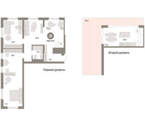 2-к квартира, вторичка, 142м2, 7/24 этаж