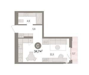 Студия квартира, вторичка, 35м2, 10/16 этаж