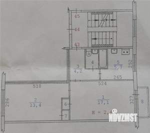 2-к квартира, вторичка, 44м2, 5/5 этаж