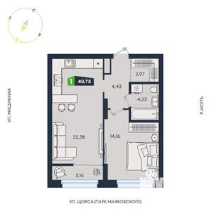 1-к квартира, вторичка, 50м2, 24/31 этаж