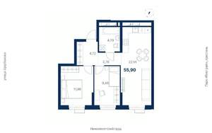 2-к квартира, вторичка, 56м2, 24/25 этаж