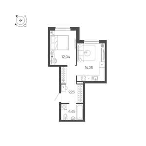 1-к квартира, строящийся дом, 40м2, 14/24 этаж