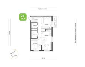 2-к квартира, вторичка, 59м2, 18/24 этаж