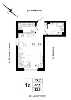 Студия квартира, строящийся дом, 33м2, 2/24 этаж