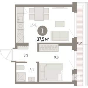 1-к квартира, вторичка, 38м2, 7/8 этаж