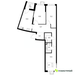 3-к квартира, вторичка, 83м2, 7/31 этаж