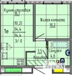 1-к квартира, вторичка, 34м2, 2/25 этаж