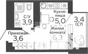 Студия квартира, вторичка, 21м2, 10/12 этаж