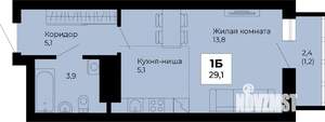 Студия квартира, строящийся дом, 29м2, 15/25 этаж