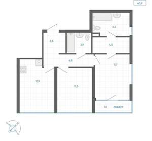2-к квартира, вторичка, 61м2, 4/32 этаж