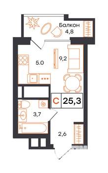Студия квартира, вторичка, 25м2, 17/21 этаж
