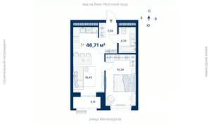 1-к квартира, вторичка, 47м2, 14/31 этаж