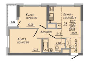 2-к квартира, сданный дом, 49м2, 4/31 этаж