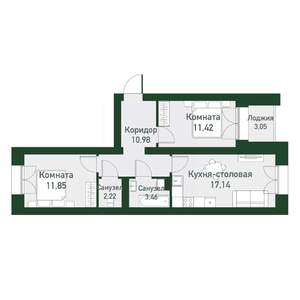 2-к квартира, вторичка, 53м2, 4/4 этаж