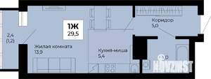 Студия квартира, строящийся дом, 30м2, 6/25 этаж