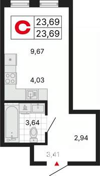 Студия квартира, вторичка, 24м2, 20/25 этаж