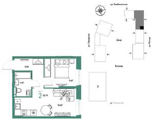 2-к квартира, строящийся дом, 37м2, 3/24 этаж