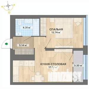 1-к квартира, вторичка, 43м2, 26/29 этаж