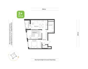 2-к квартира, вторичка, 58м2, 12/24 этаж