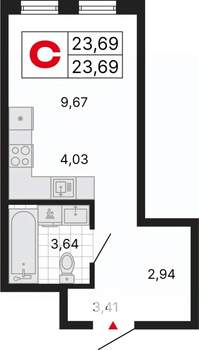 Студия квартира, вторичка, 24м2, 24/25 этаж