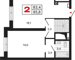1-к квартира, вторичка, 45м2, 29/15 этаж