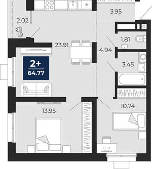 2-к квартира, вторичка, 65м2, 6/30 этаж