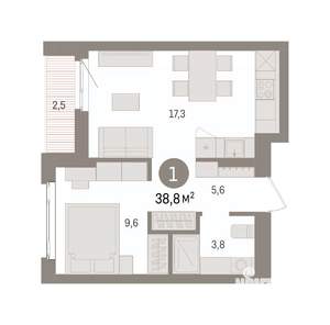 1-к квартира, вторичка, 39м2, 2/7 этаж