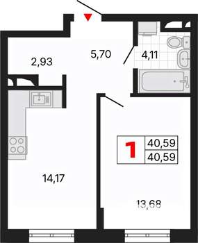 1-к квартира, вторичка, 41м2, 4/25 этаж