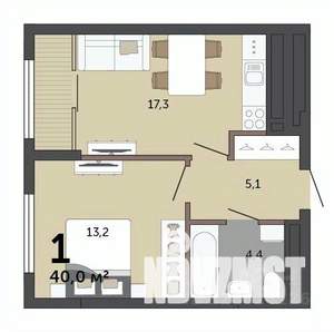 1-к квартира, строящийся дом, 40м2, 5/23 этаж