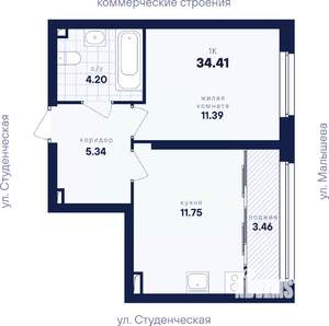 1-к квартира, вторичка, 34м2, 8/31 этаж