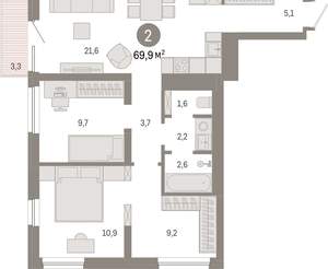 2-к квартира, вторичка, 70м2, 4/8 этаж