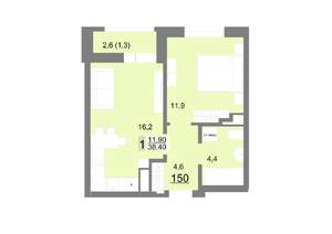 1-к квартира, вторичка, 38м2, 18/26 этаж