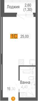 Студия квартира, вторичка, 25м2, 11/25 этаж