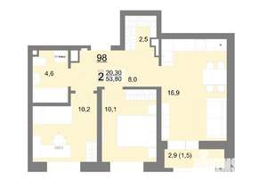 2-к квартира, вторичка, 54м2, 12/26 этаж