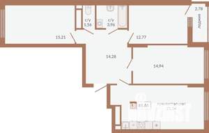 3-к квартира, строящийся дом, 86м2, 19/31 этаж