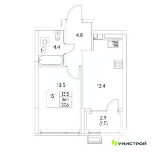 1-к квартира, вторичка, 38м2, 11/31 этаж