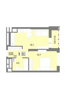 1-к квартира, вторичка, 39м2, 20/23 этаж