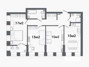 3-к квартира, вторичка, 88м2, 17/25 этаж