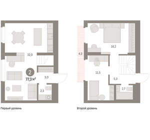 2-к квартира, вторичка, 77м2, 8/9 этаж