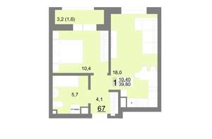 1-к квартира, вторичка, 40м2, 9/26 этаж