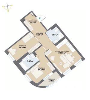 2-к квартира, вторичка, 76м2, 3/26 этаж