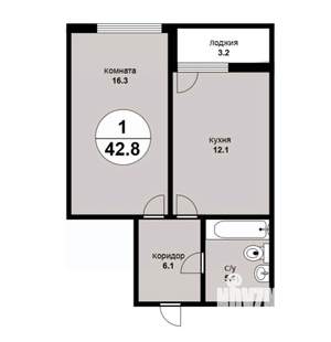 1-к квартира, вторичка, 43м2, 22/25 этаж