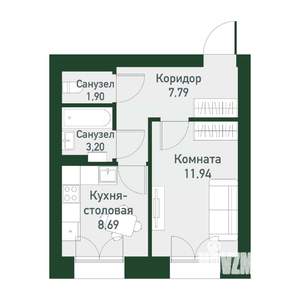 1-к квартира, вторичка, 33м2, 2/4 этаж